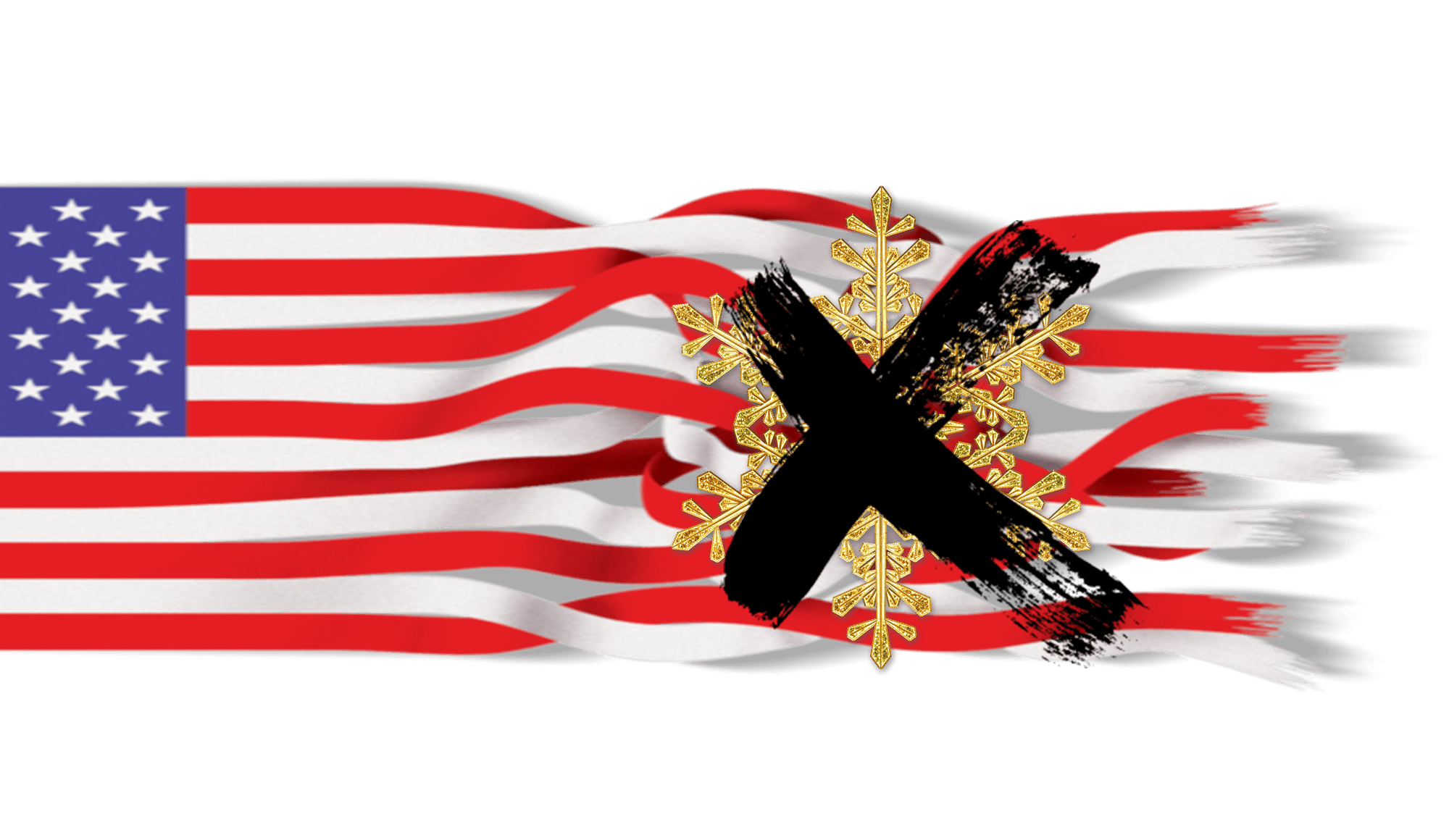 US Flag Tattered Snowflake