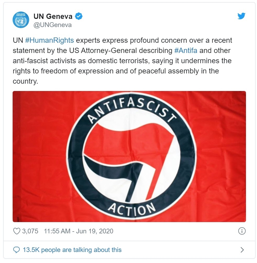 Un Posts Tweet In Support Of Antifa