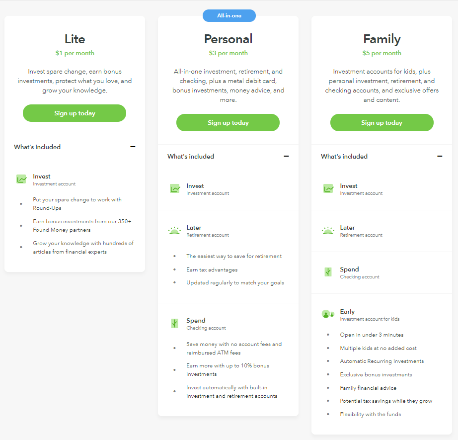 Acorns Subscription Tiers