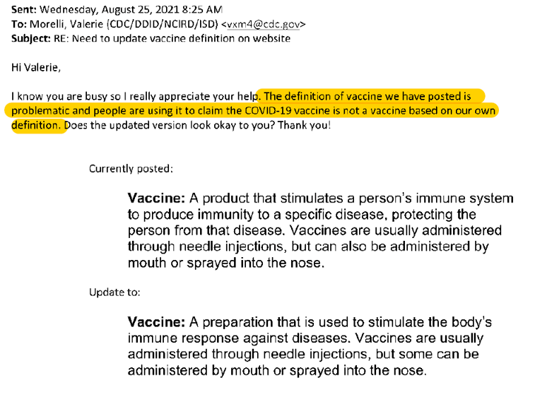 Leaked Internal Cdc Emails Show Original Definition For &Quot;Vaccine&Quot; Was Problematic 3